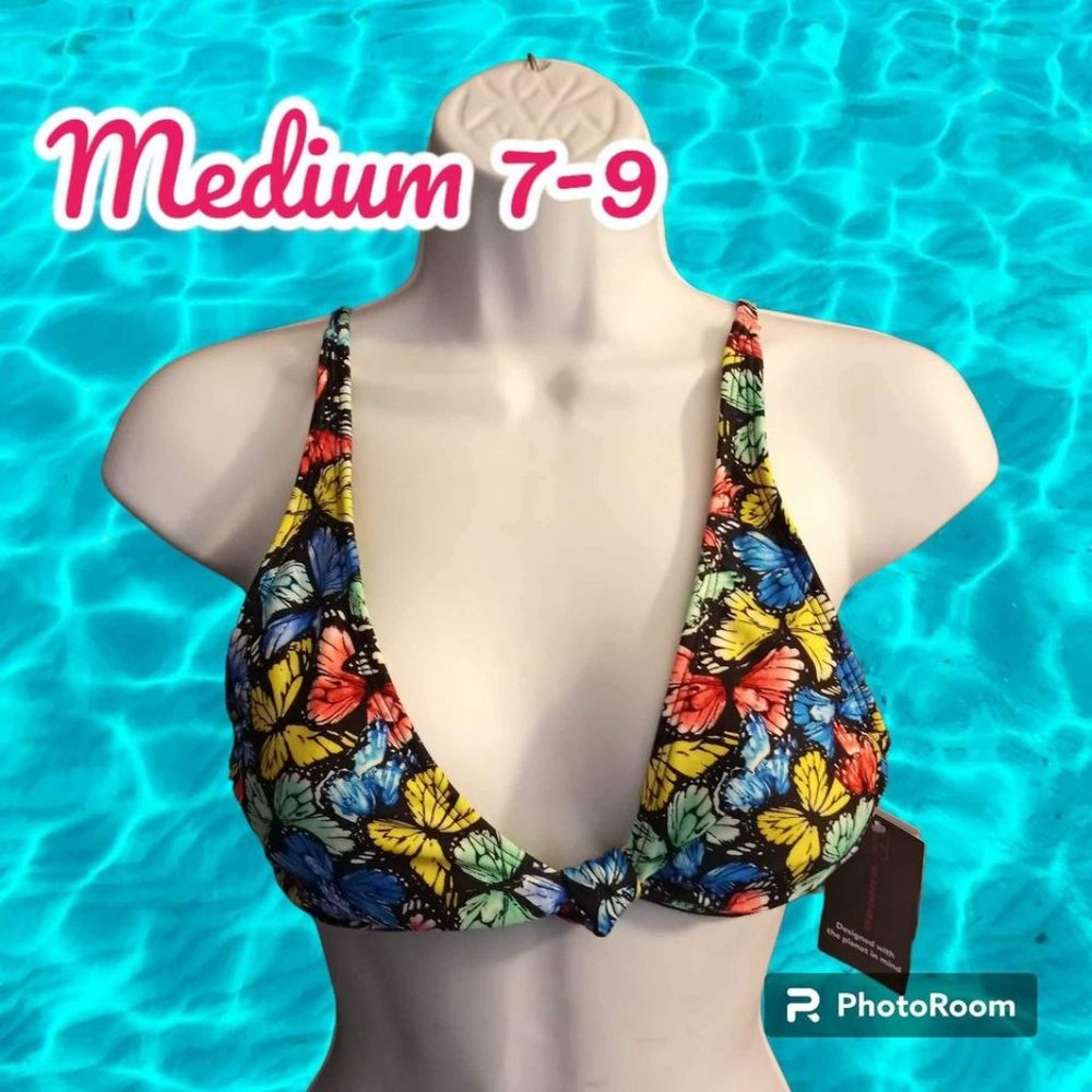 NEW- Women's Juniors Bikini Top Butterfly Pattern size Medium 7-9